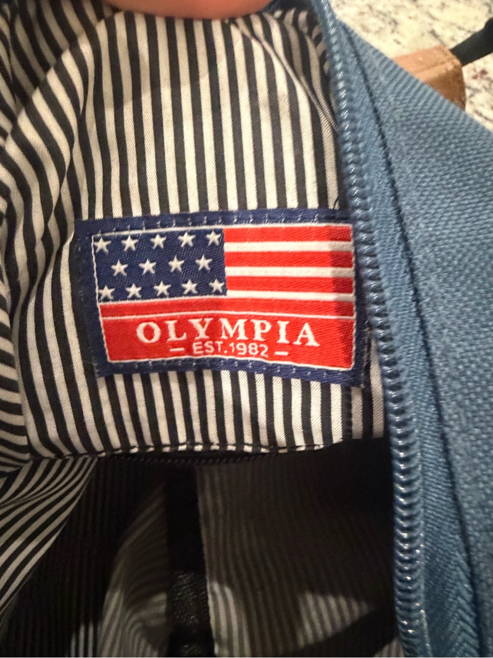 Vintage Olympia Blue Canvas Duffel Bag with Black Straps - Picture 8 of 8